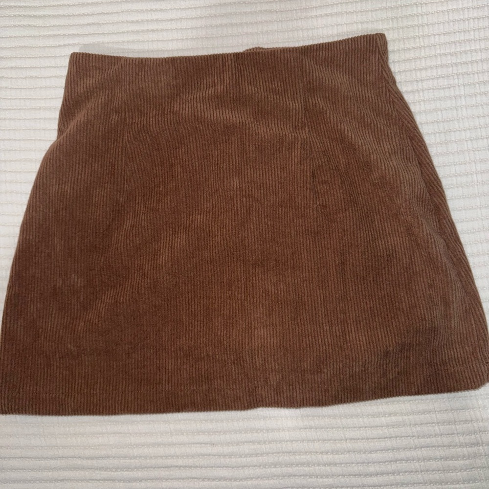HALARA Brown Corduroy Mini Skirt